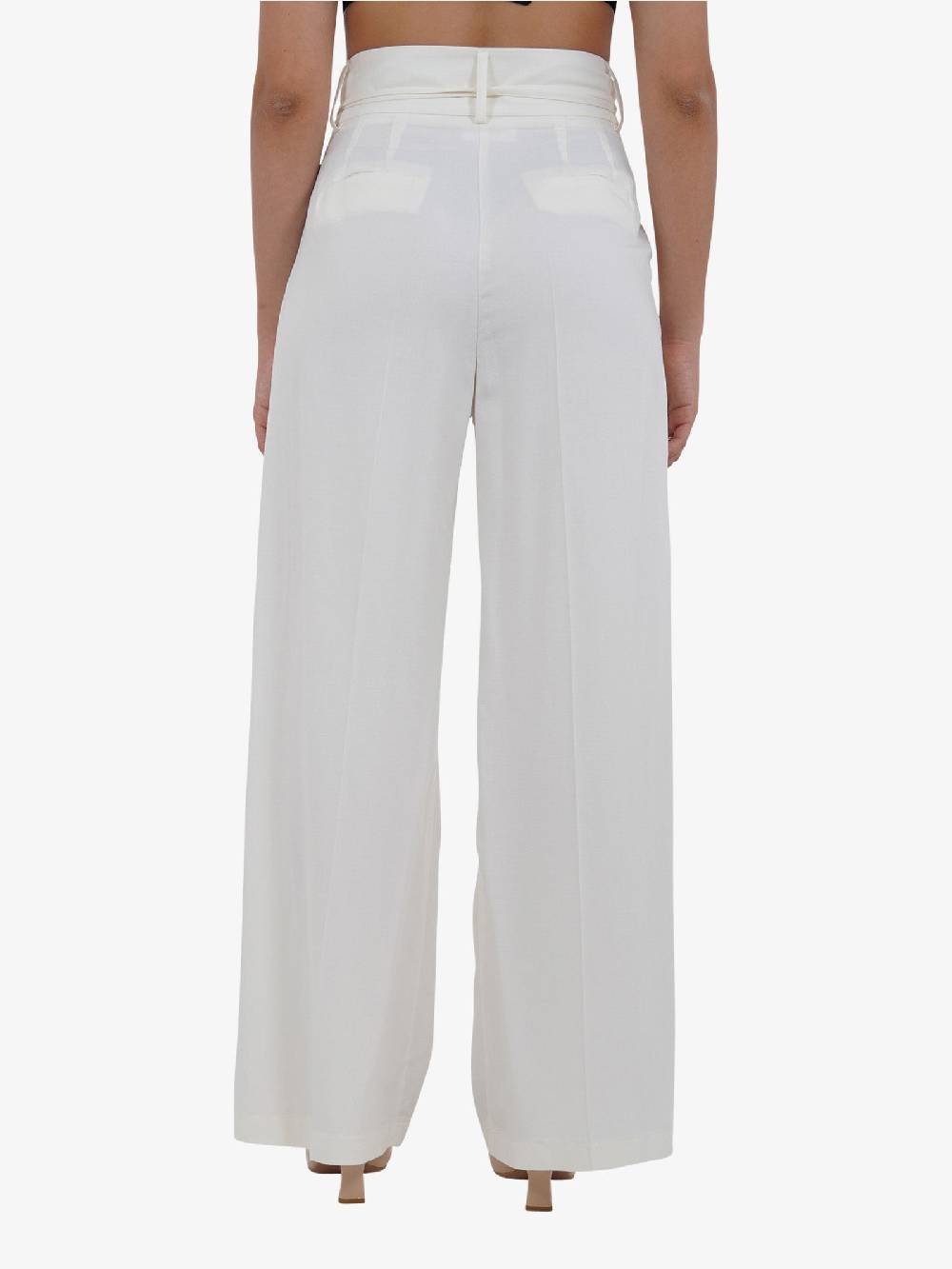 VICOLO Pantalone Con Coulisse E Laccio TB1550 Donna Viscosa Bianco