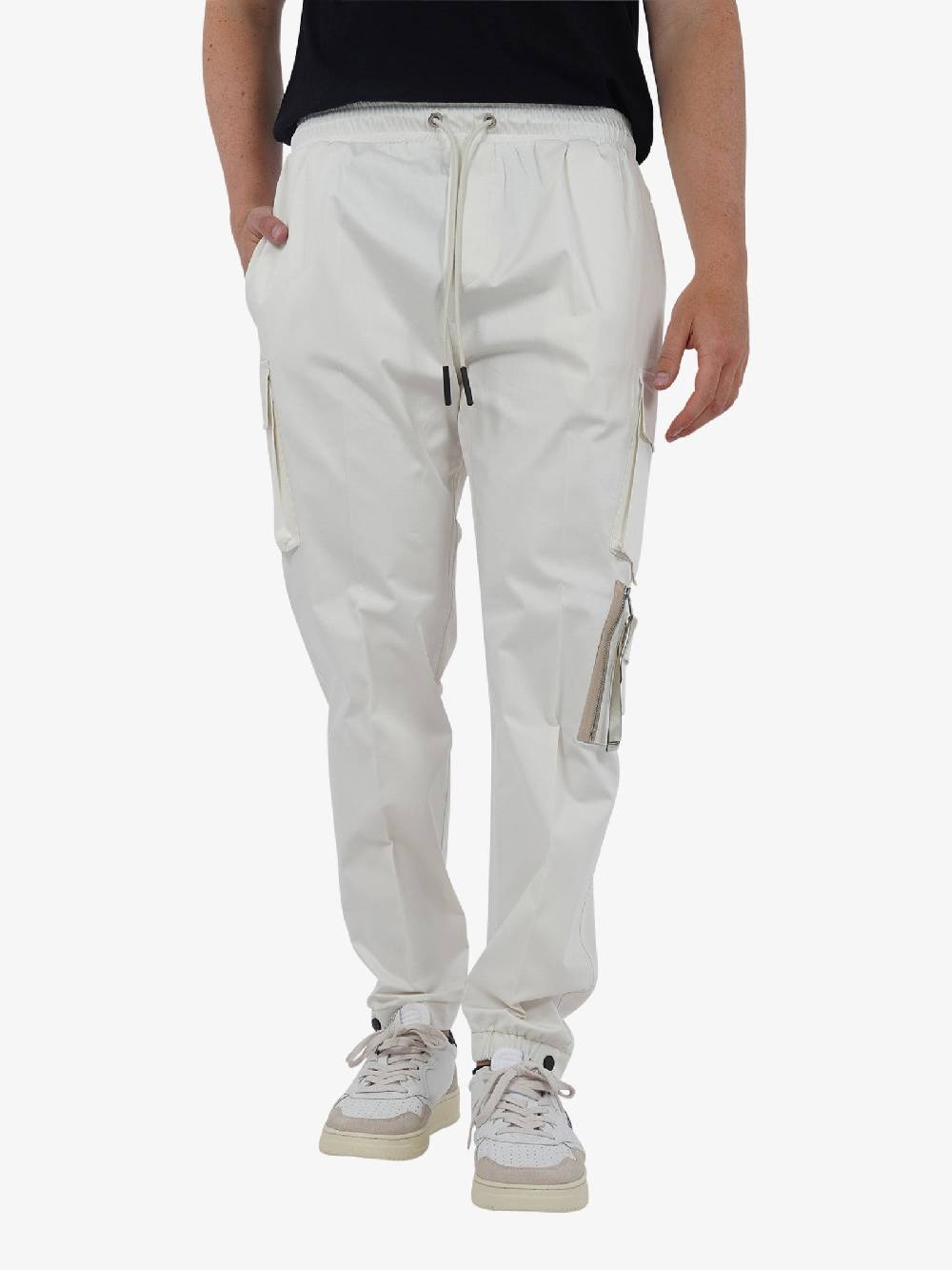 PRET A PORTER Pantalone con coulisse M9P4331 uomo cotone bianco