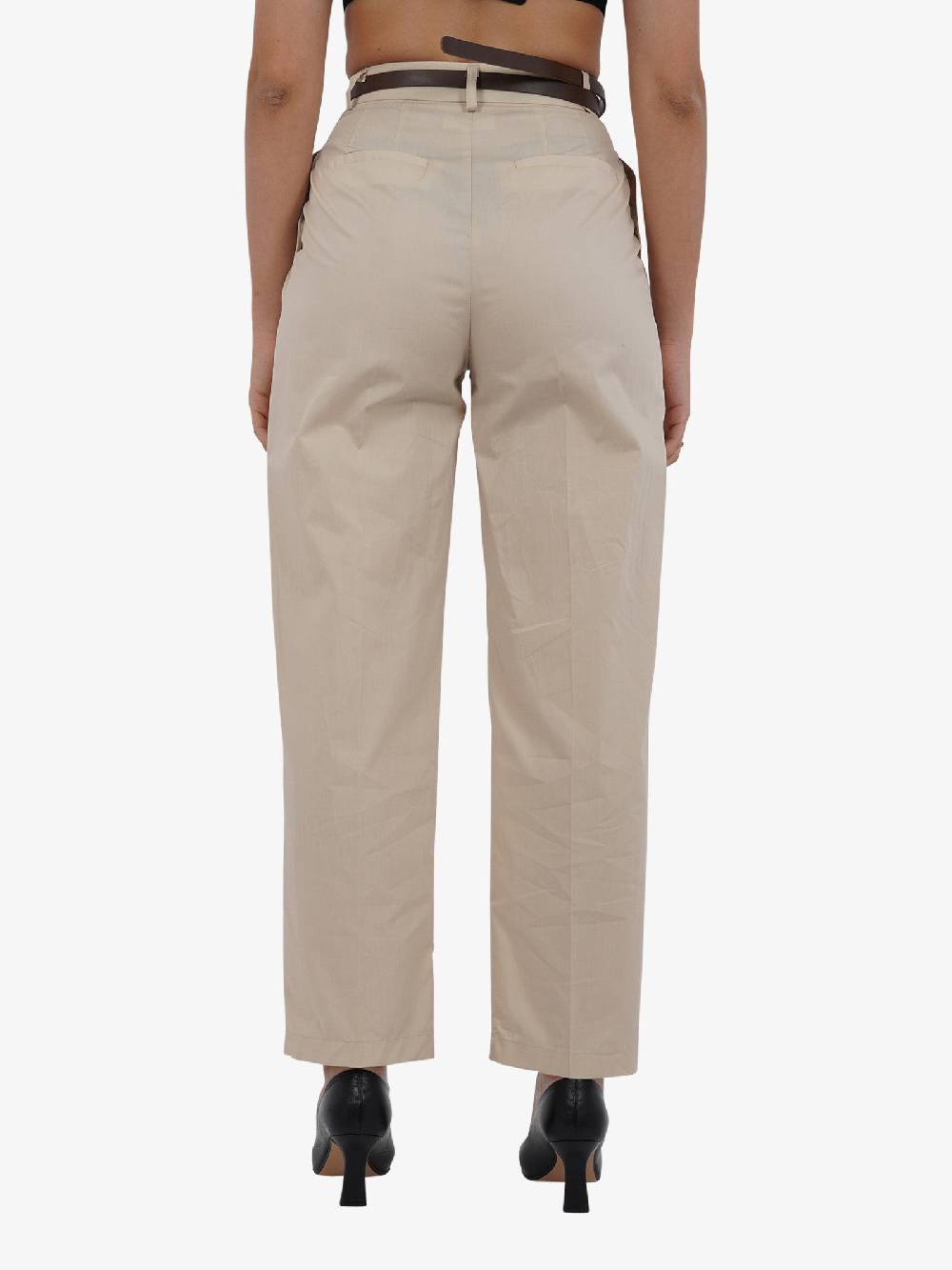 VICOLO Pantalone Con Pieghe TB2056 Donna Cotone Beige