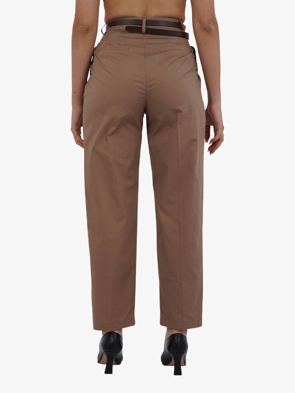 VICOLO Pantalone Con Pieghe TB2056 Donna Cotone Marrone