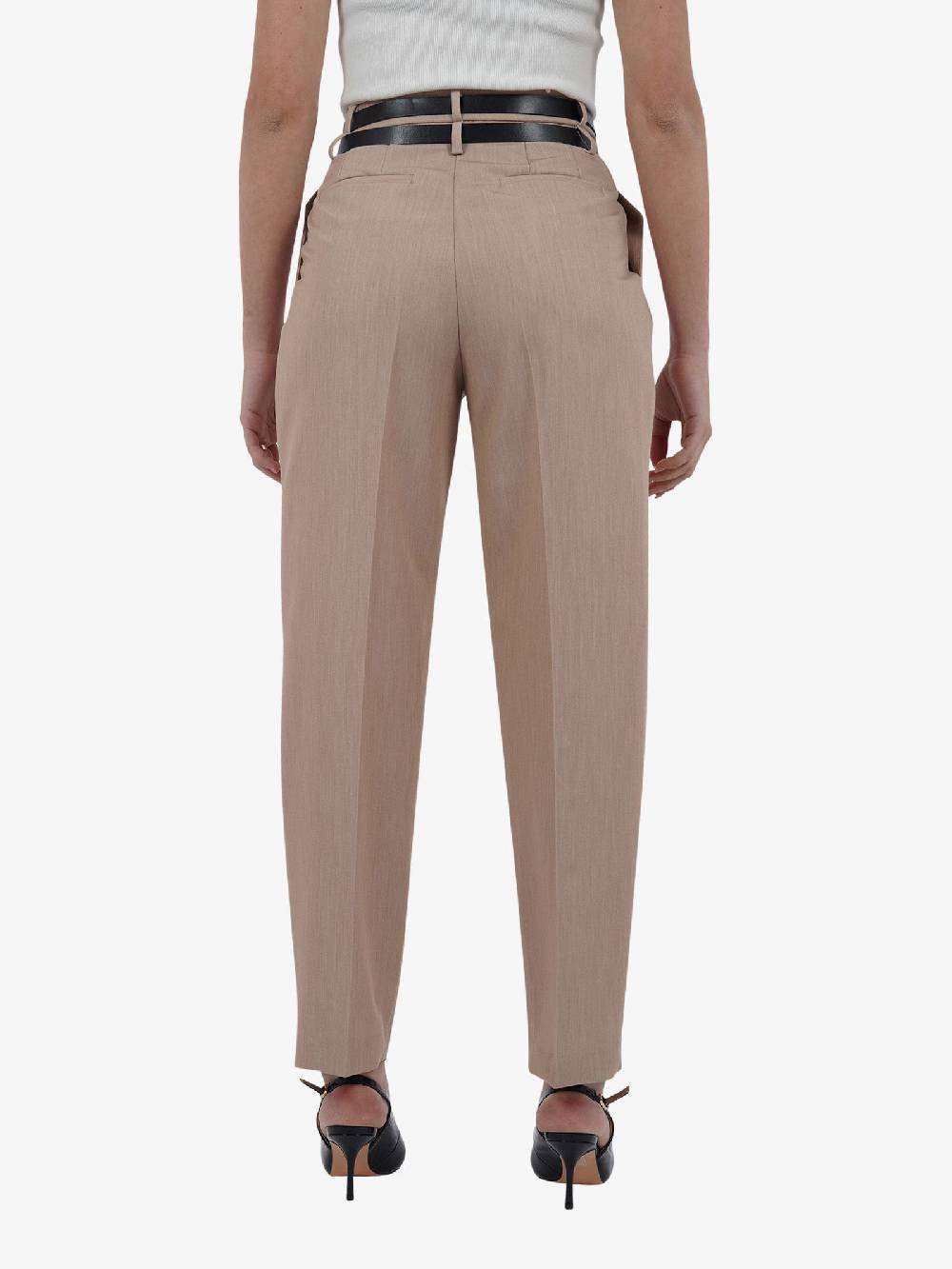 VICOLO Pantalone Con Pinces E Doppia Cintura TB0892 Donna Beige