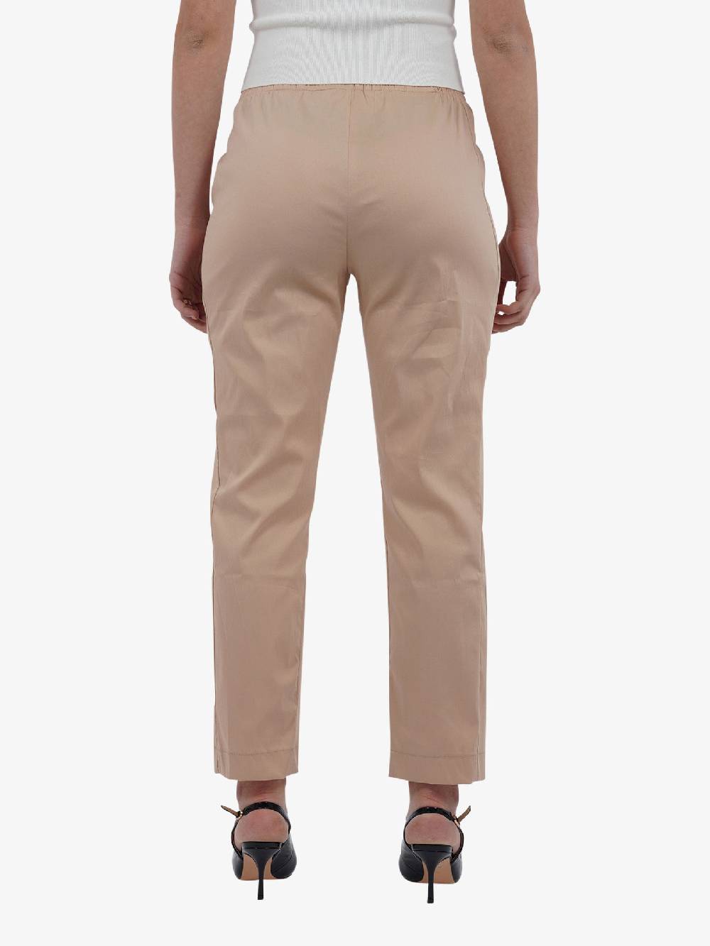 JIJIL Pantalone Con Taglio Affusolato PA262 Donna Cotone Beige