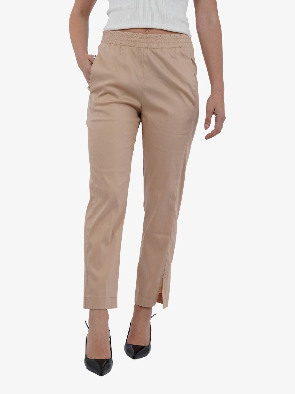 JIJIL Pantalone con taglio affusolato PA262 donna cotone beige