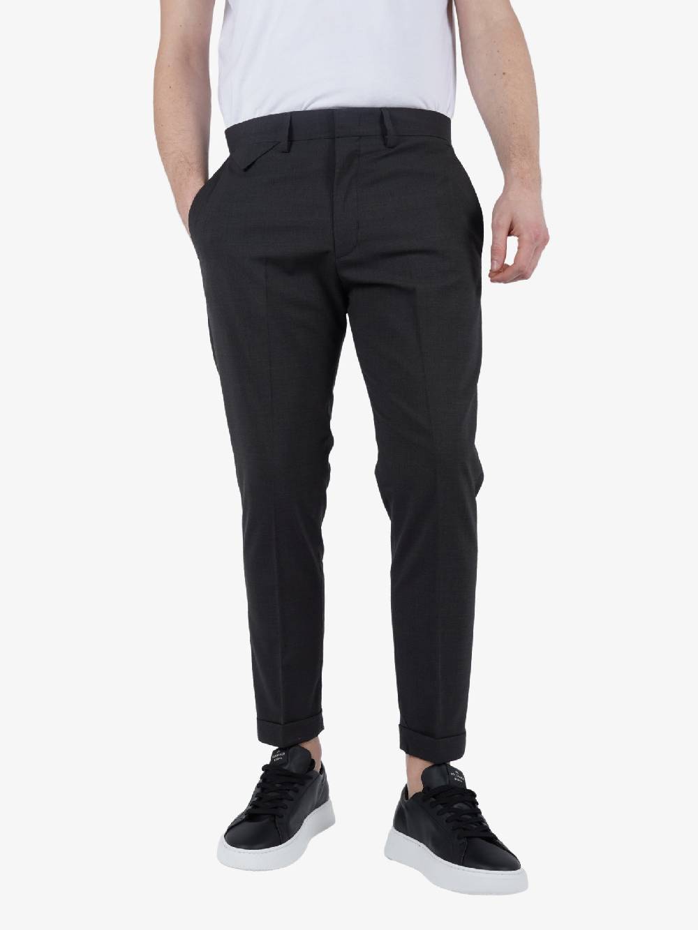 LOW BRAND Pantalone Cooper Uomo In Lana Grigio Scuro