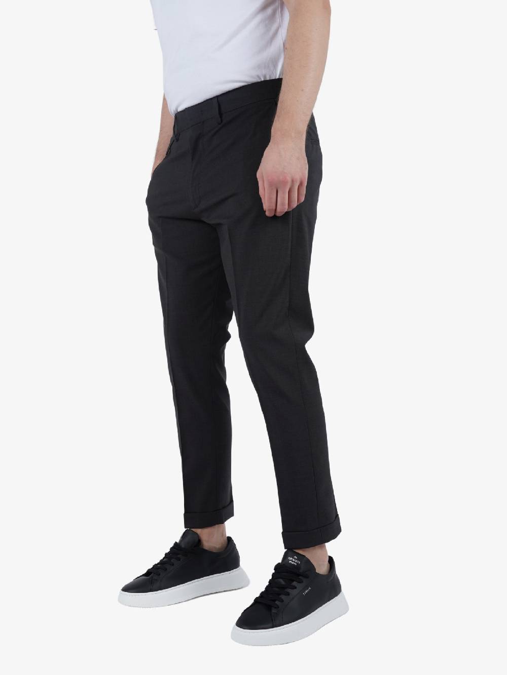 LOW BRAND Pantalone Cooper Uomo In Lana Grigio Scuro