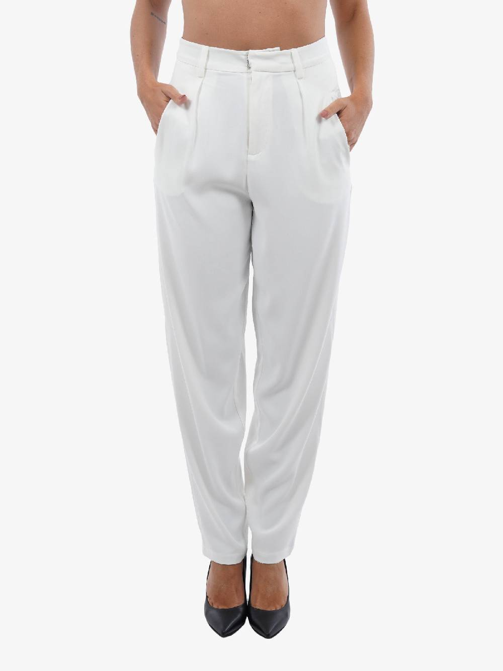 TRASH AND LUXURY Pantalone Donna In Tessuto Tecnico Bianco