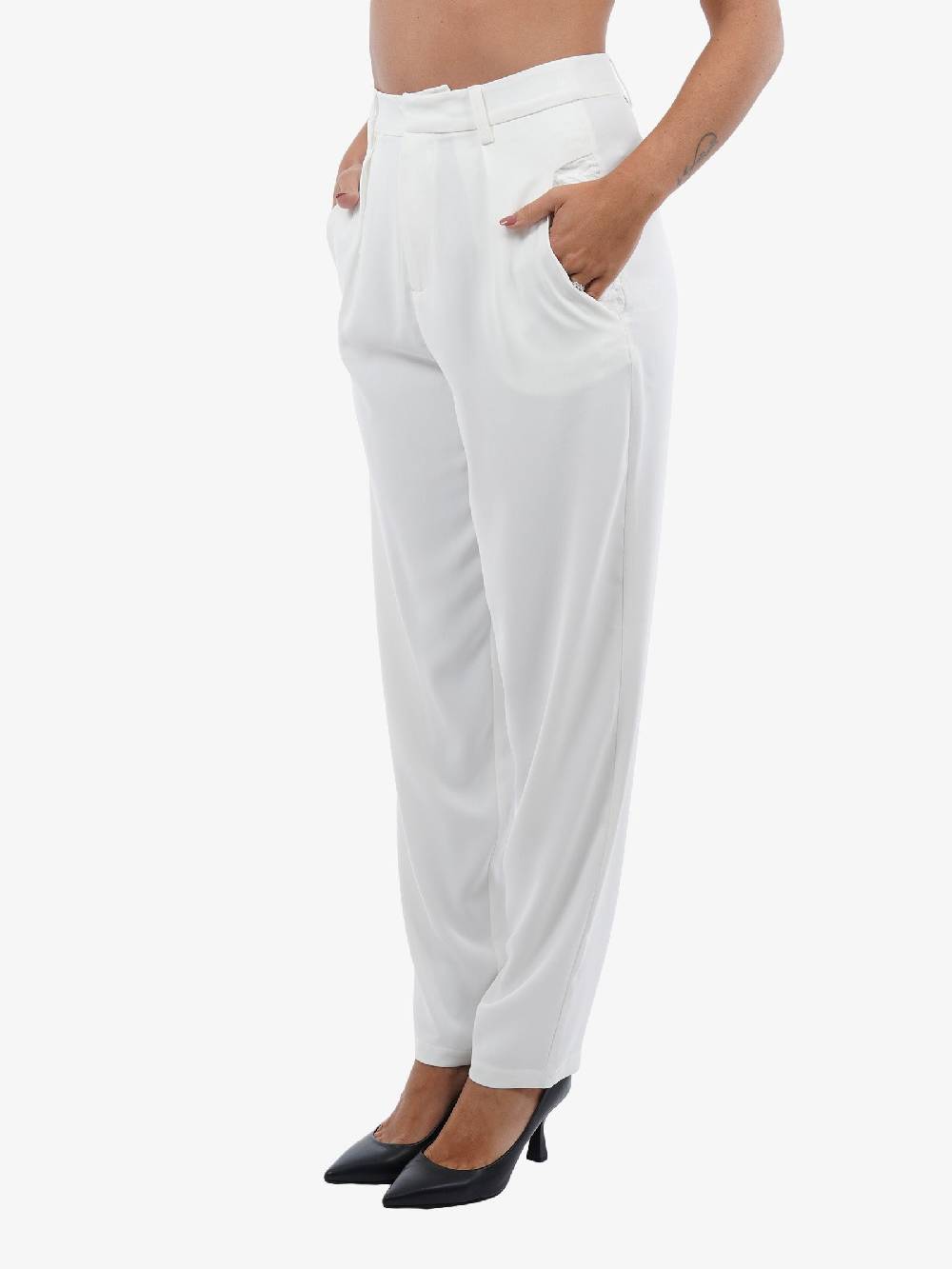 TRASH AND LUXURY Pantalone Donna In Tessuto Tecnico Bianco