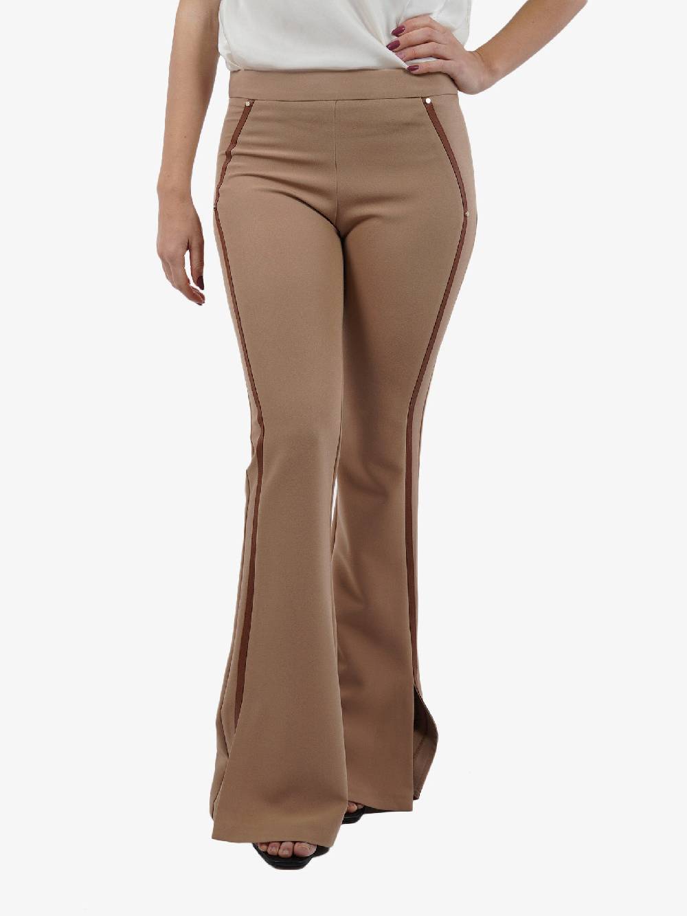 SPACE SIMONA CORSELLINI Pantalone Flared Donna Beige