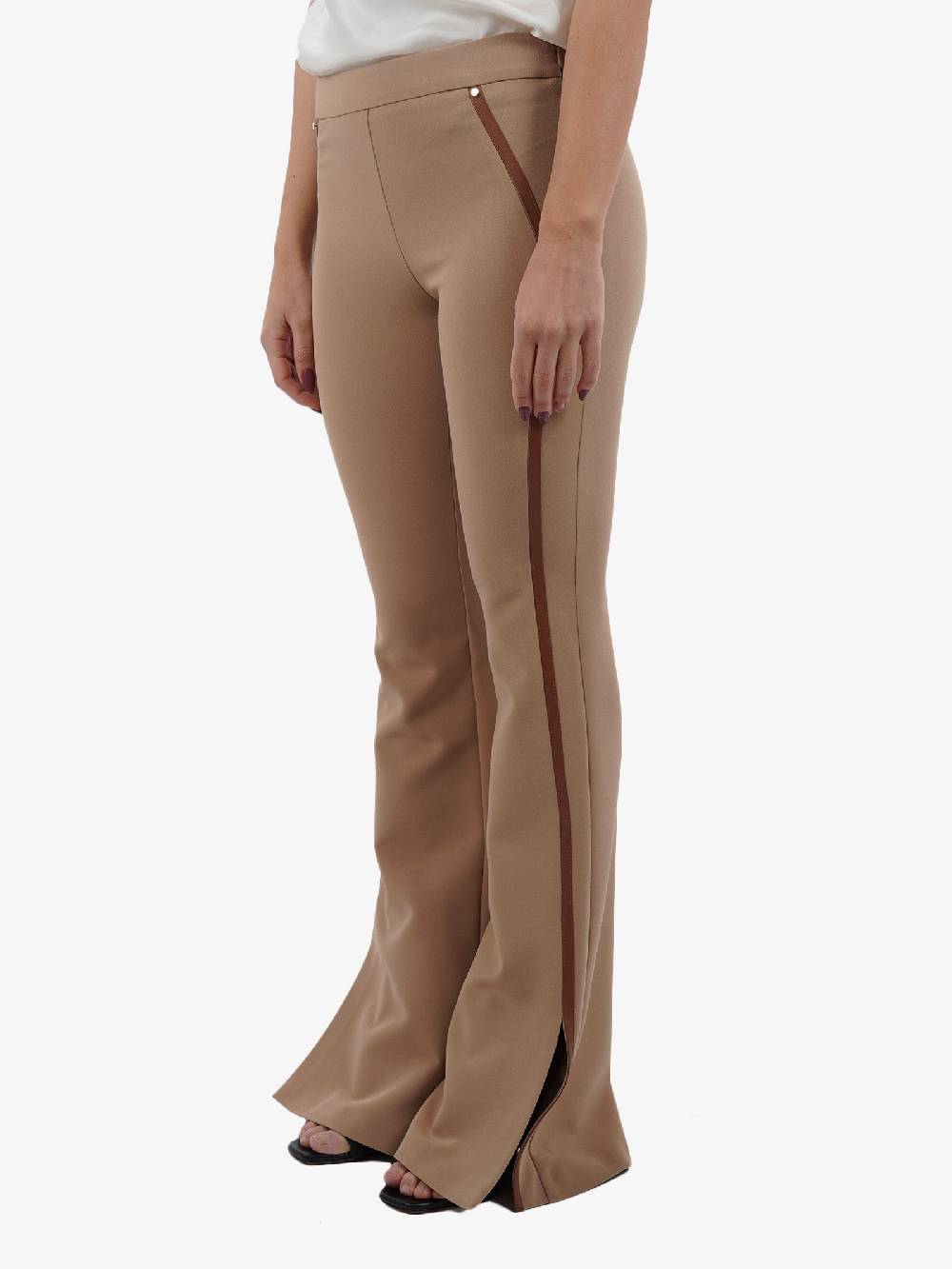 SPACE SIMONA CORSELLINI Pantalone Flared Donna Beige