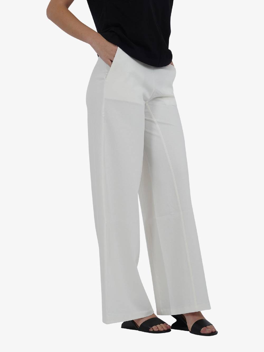 JIJIL Pantalone Flared PA122 Donna A Vita Alta Bianco Caldo