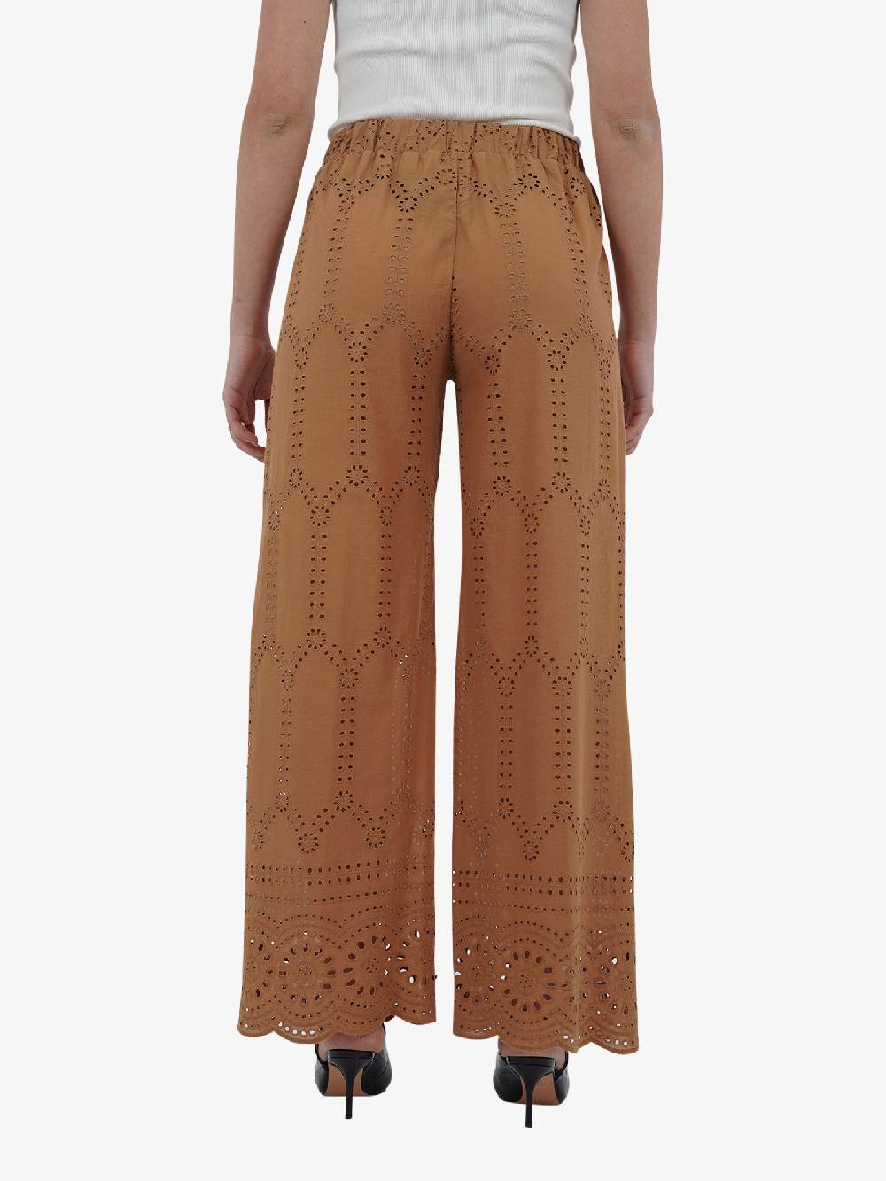 MARIUCCIA Pantalone In Pizzo San Gallo MMD3260 Donna Cotone Marrone