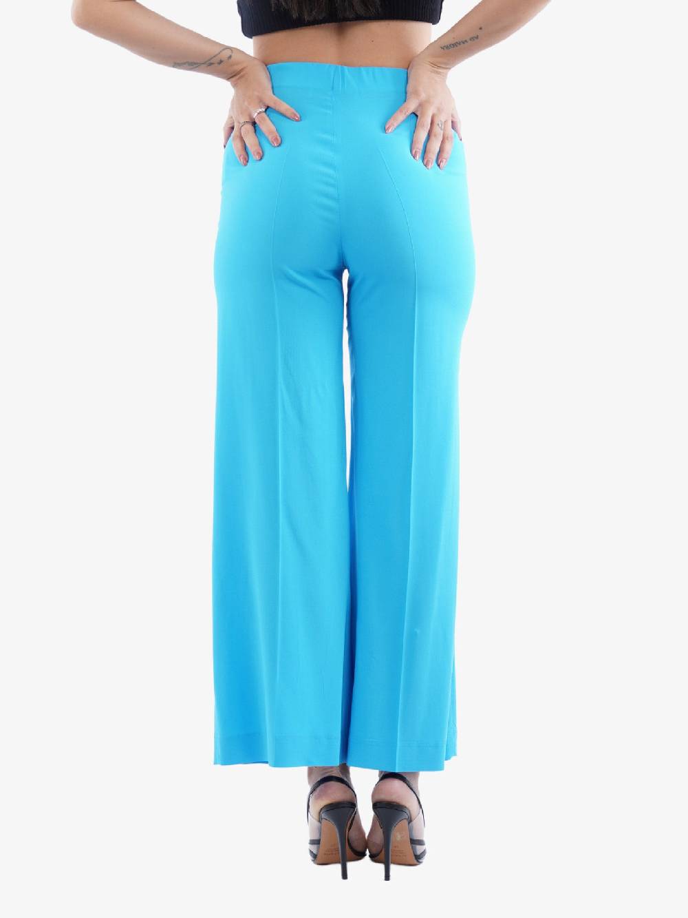 JUCCA Pantalone In Viscosa Azzurro Gamba Larga Donna