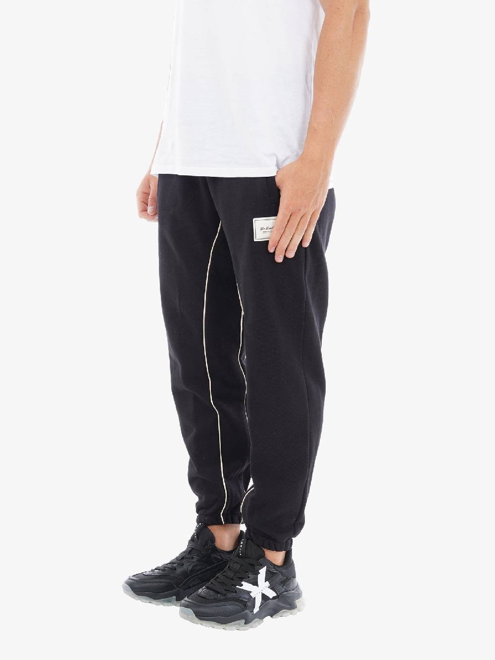YES LONDON Pantalone Joggers XP3194 Uomo In Cotone Stretch Nero/beige