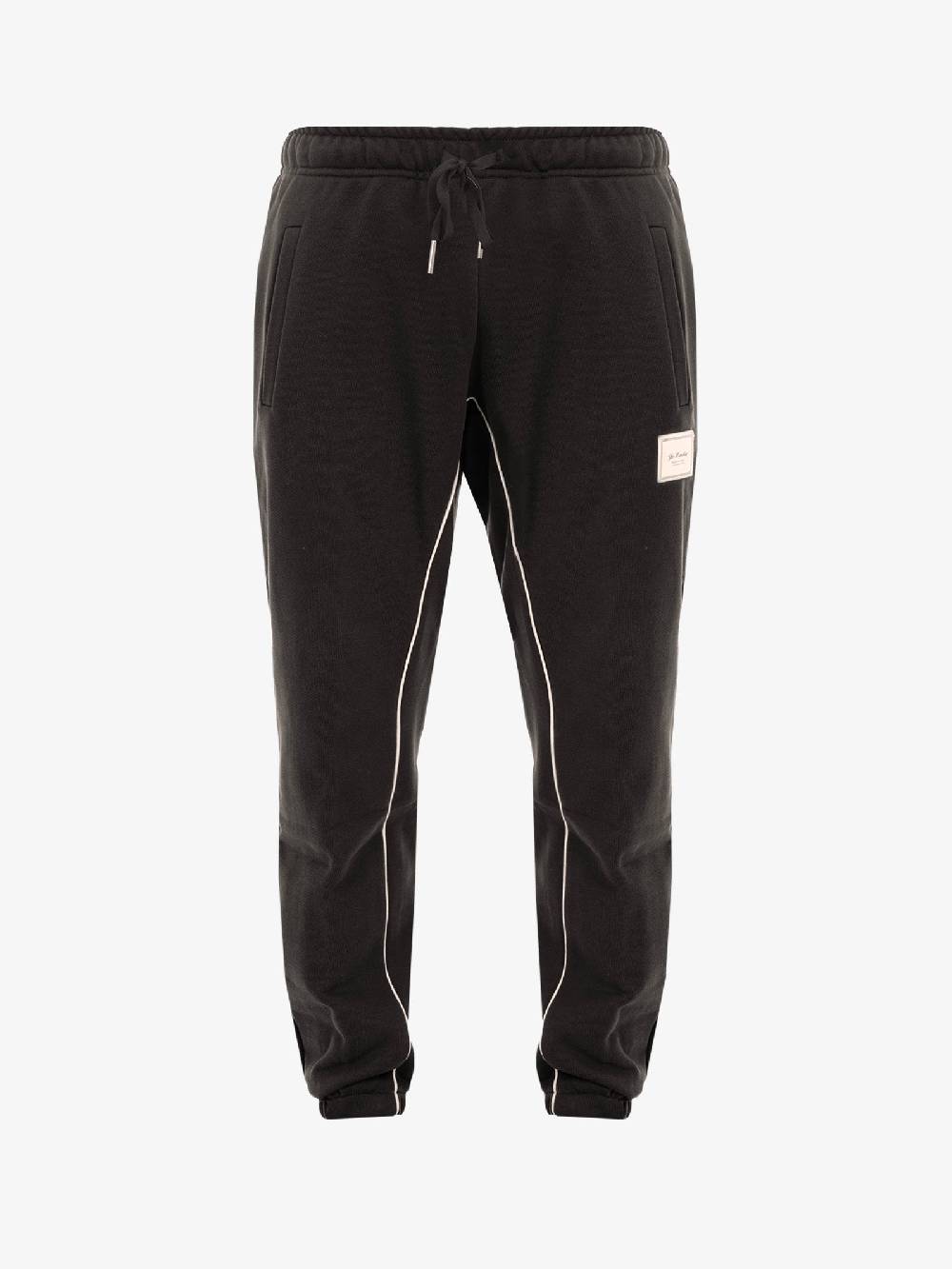 YES LONDON Pantalone joggers XP3194 uomo in cotone stretch nero/beige
