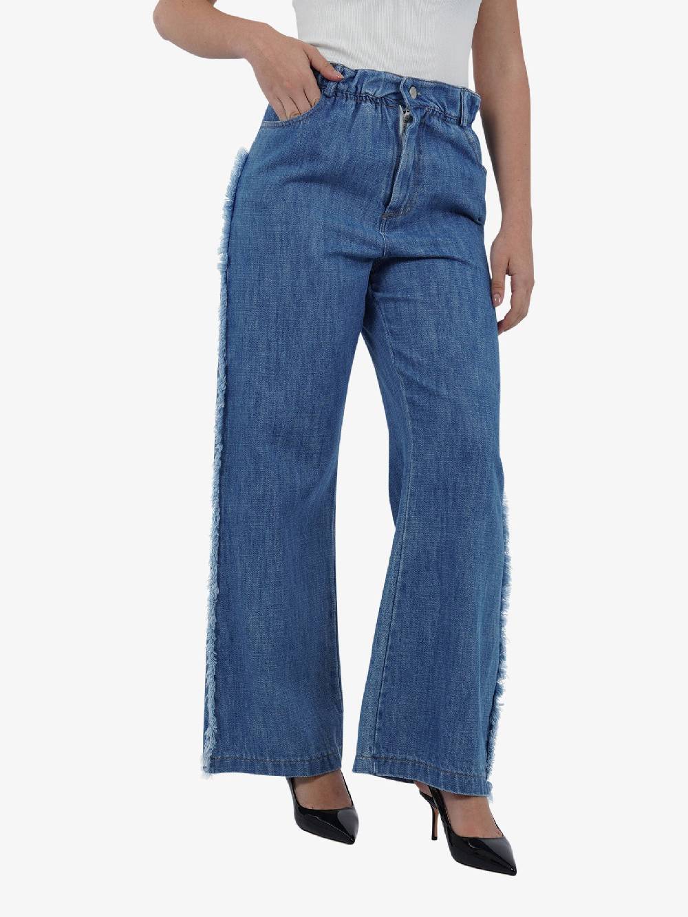 HAVE ONE Pantalone Over Chambray Sfrangiato PSO-L201 Donna Cotone Denim