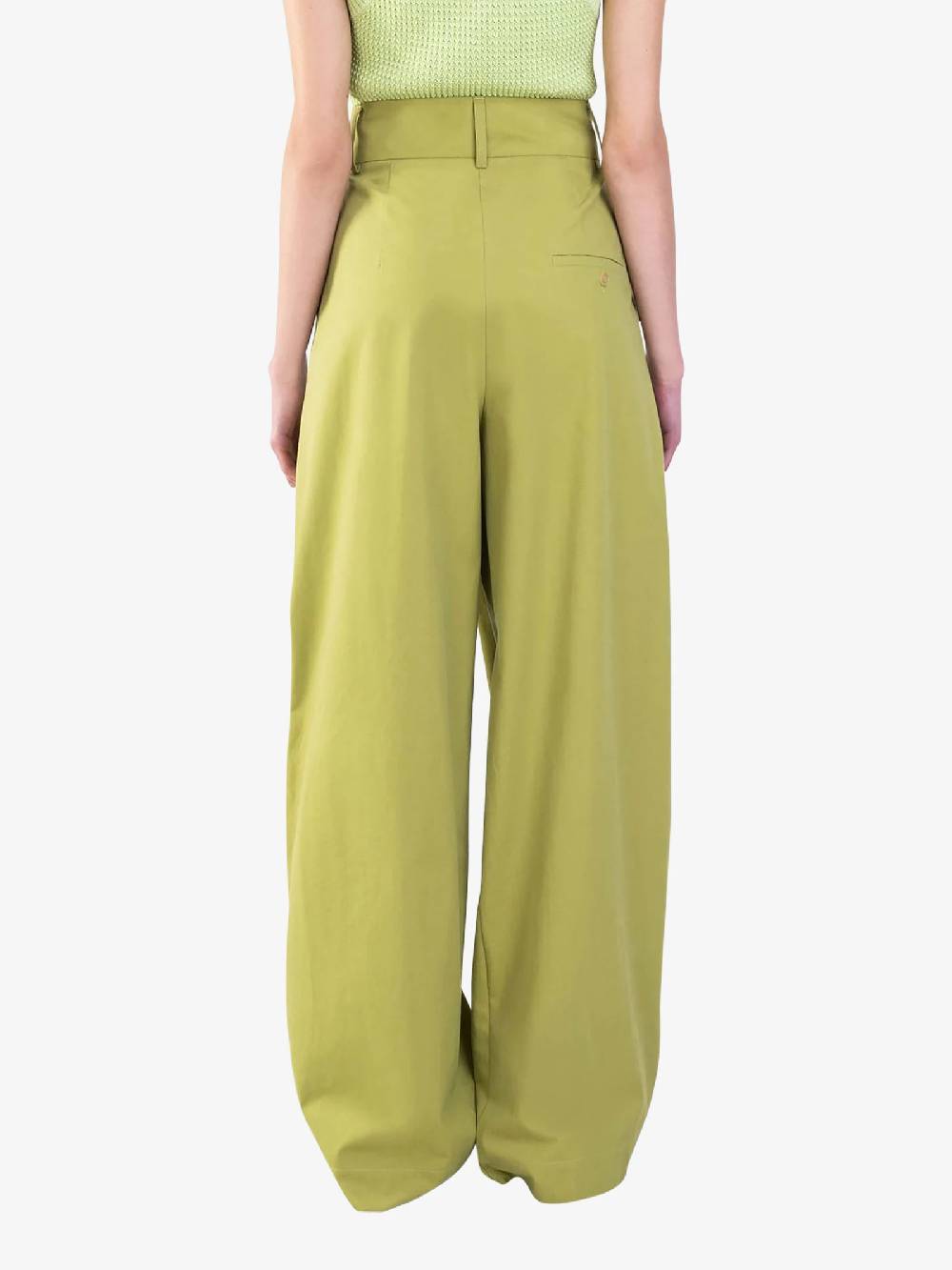 ALYSI Pantalone Palazzo Maxi Piega 104109P4033 Donna Cotone Verde