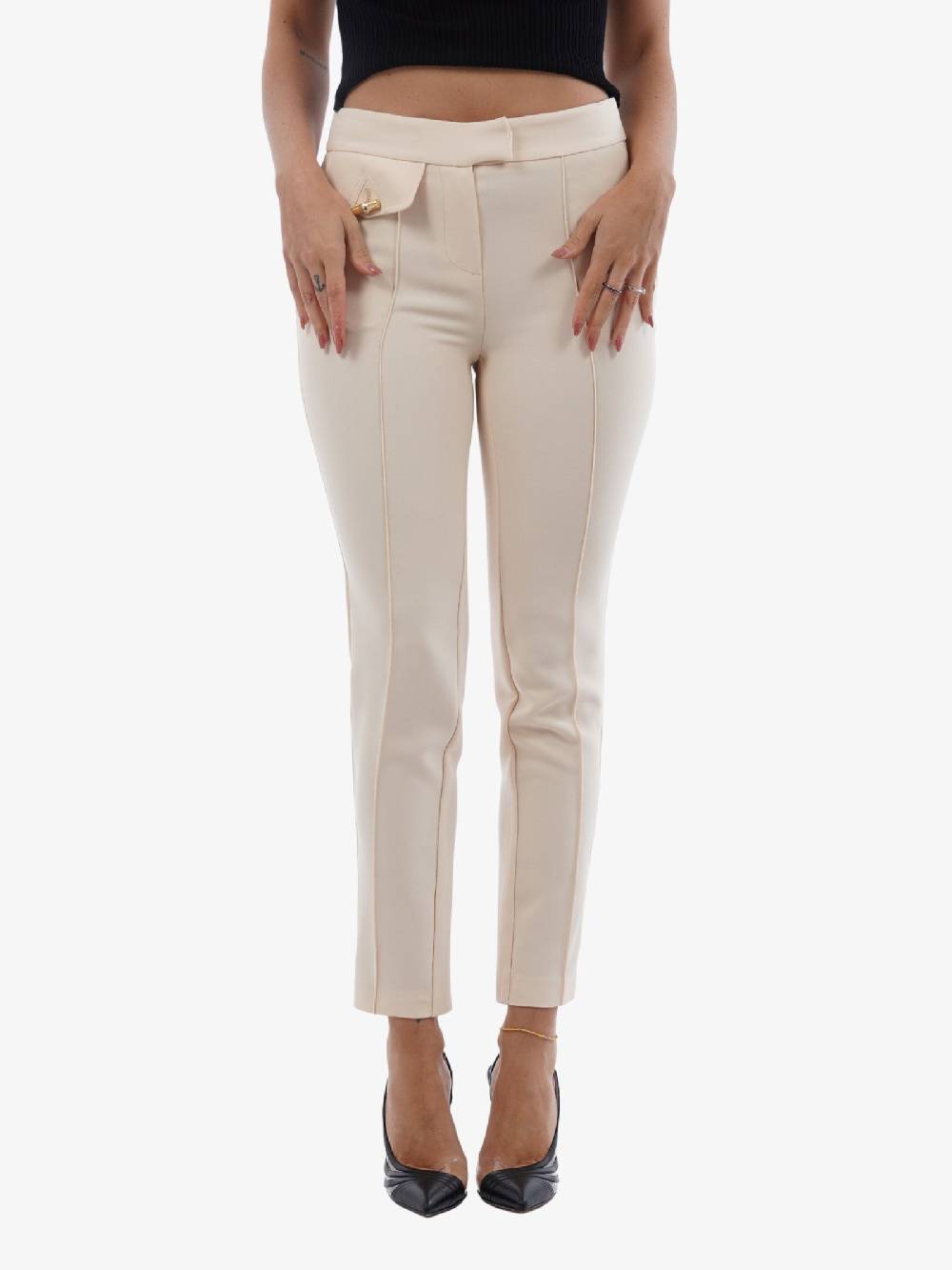 SPACE SIMONA CORSELLINI Pantalone Poliestere Panna Donna Modello Elegante E Comodo