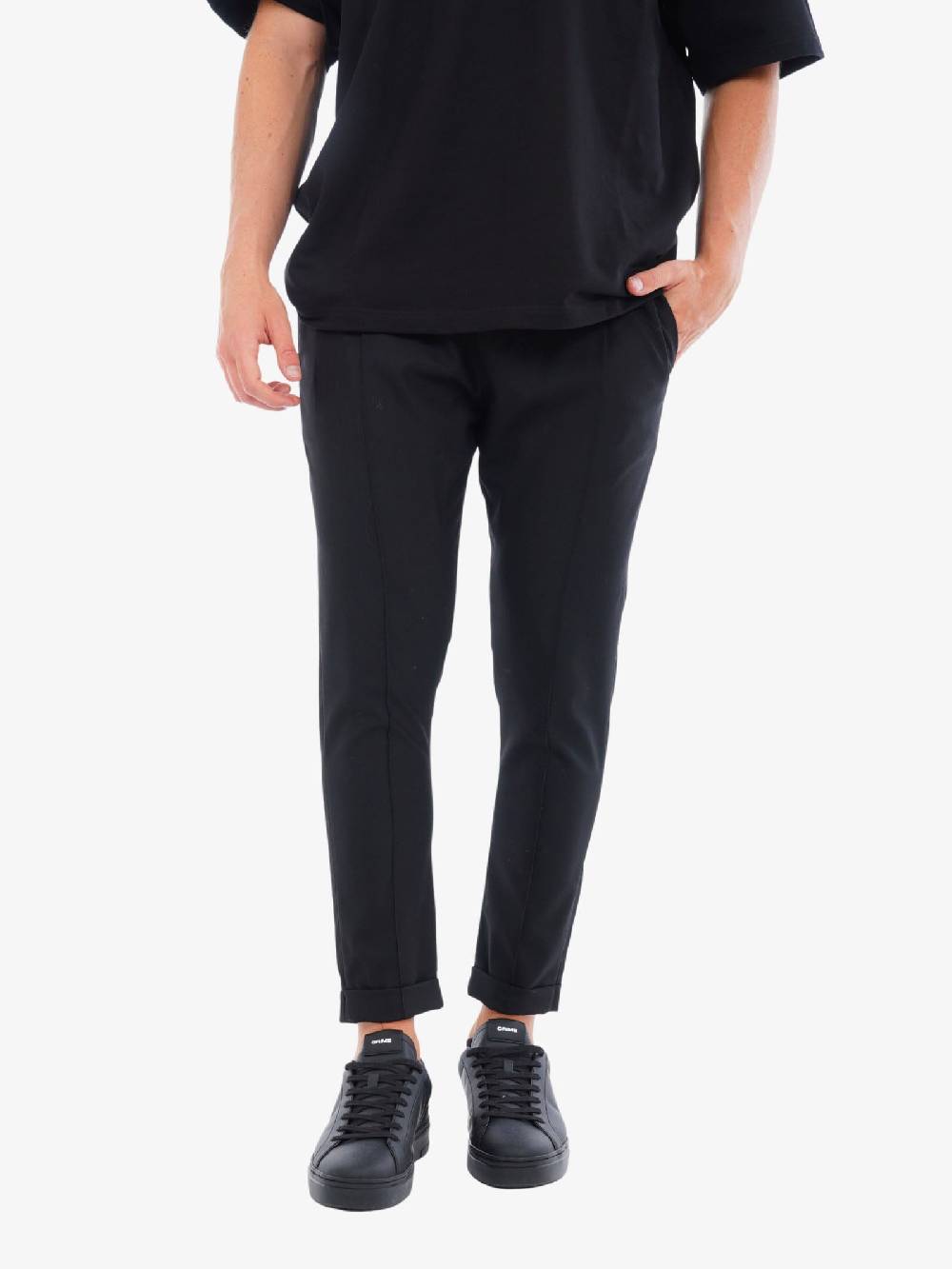 GOLDEN CRAFT Pantalone Regolare Con Elastico Uomo In Cotone Nero