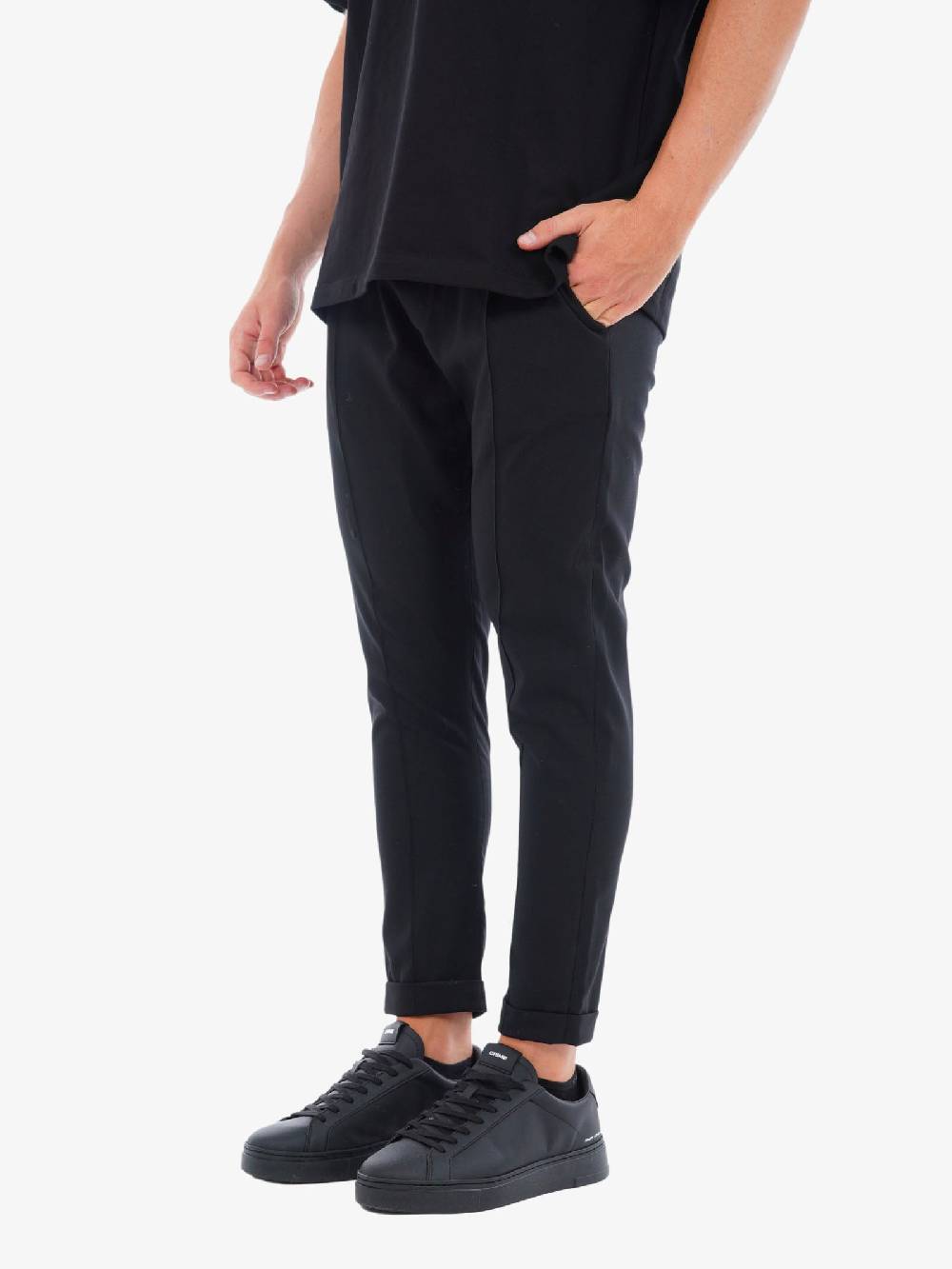 GOLDEN CRAFT Pantalone Regolare Con Elastico Uomo In Cotone Nero