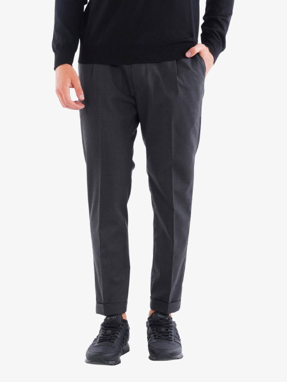 LOW BRAND Pantalone Riviera Elastic Uomo In Misto Lana Grigio