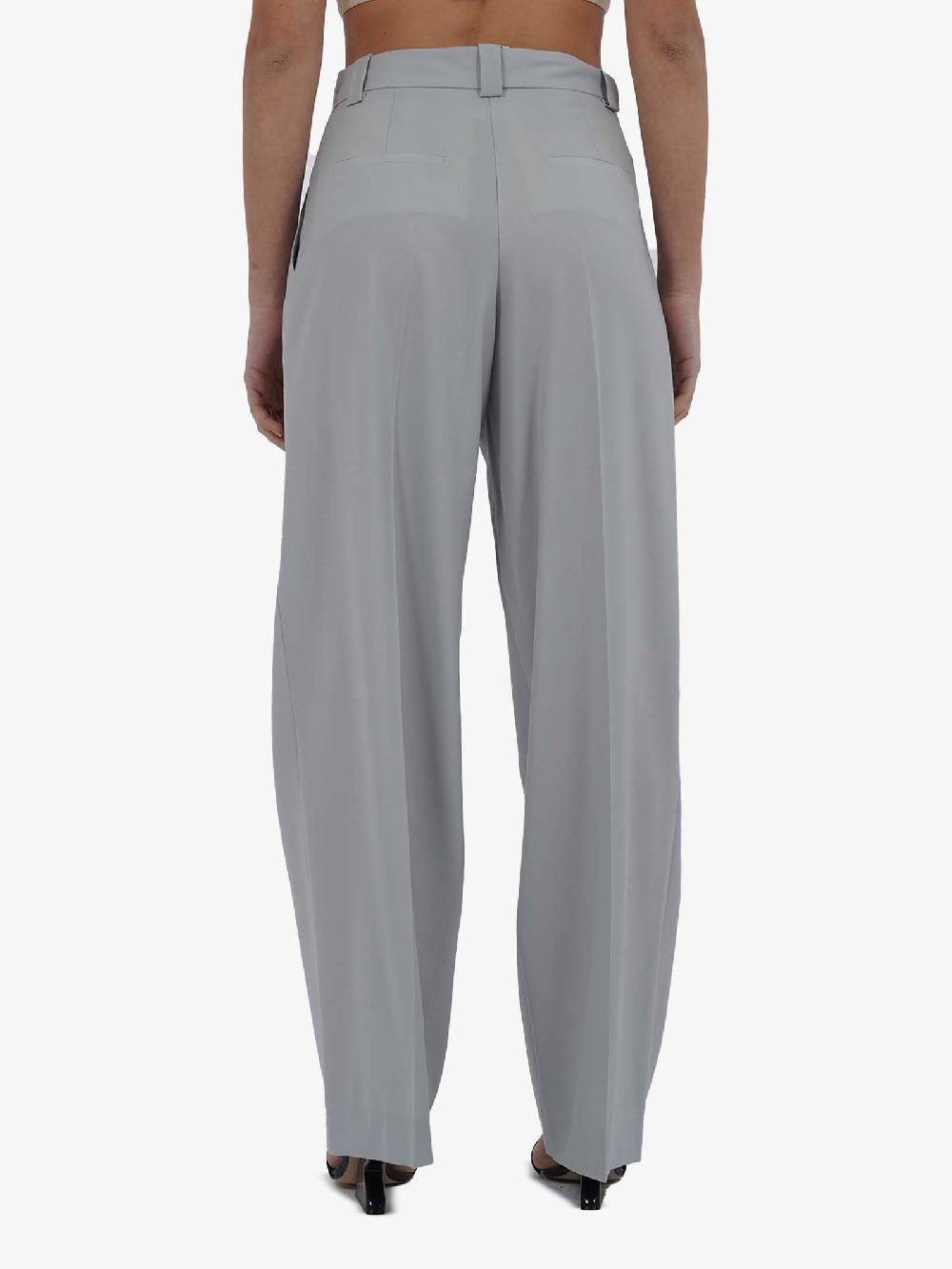 ALYSI Pantalone Sartoriale Wide Leg Donna In Tela Di Lana Perla