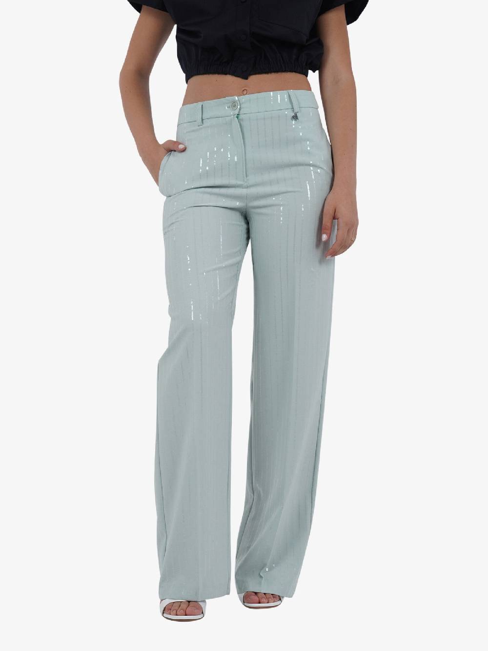 DIXIE Pantalone straight con piega stirata P041J095 donna verde