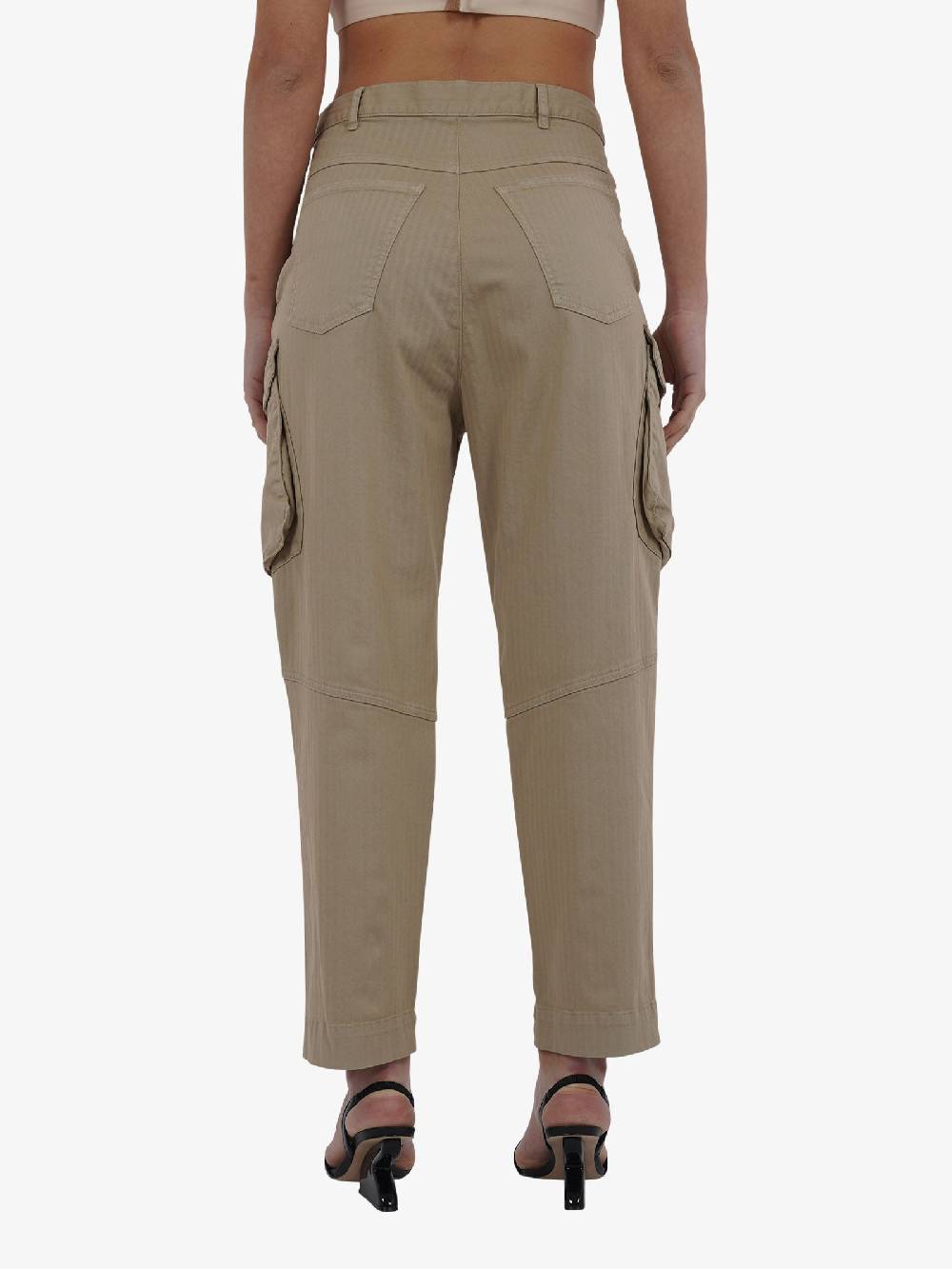 SEMICOUTURE Pantalone Tasconato Bianca Y4SO33 Donna In Gabardina Nocciolina