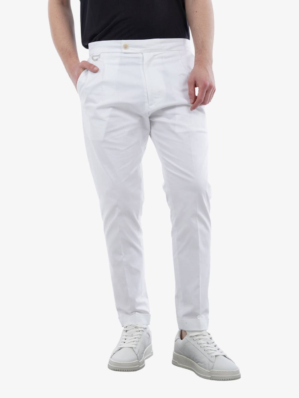 LOW BRAND Pantalone Uomo Lana Bianco Riviera Elastic Lux Cotton