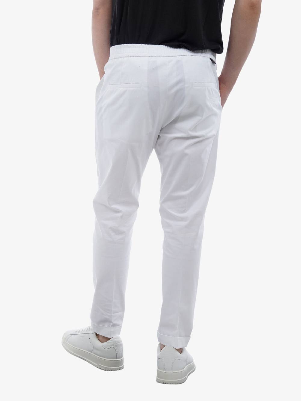 LOW BRAND Pantalone Uomo Lana Bianco Riviera Elastic Lux Cotton