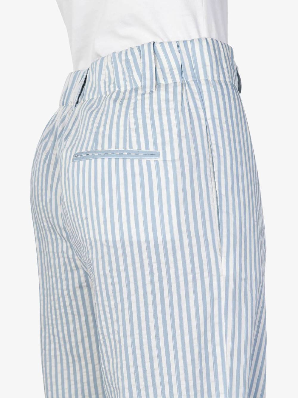 ALYSI Pantalone Wide Leg A Righe 104121P4041 Donna Cotone Azzurro