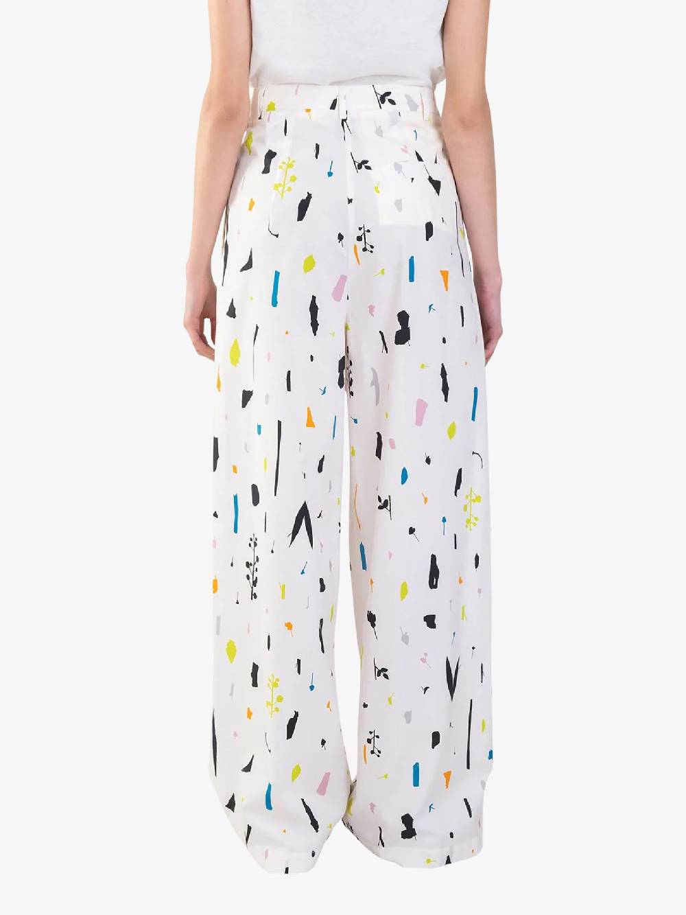 ALYSI Pantalone Wide Leg Stampa Paper 104133P4012 Donna Cotone Beige