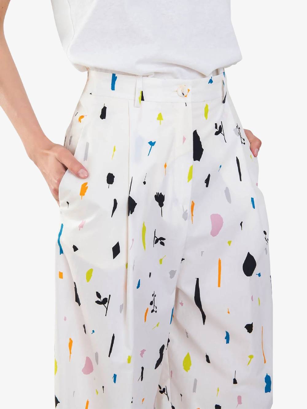 ALYSI Pantalone Wide Leg Stampa Paper 104133P4012 Donna Cotone Beige