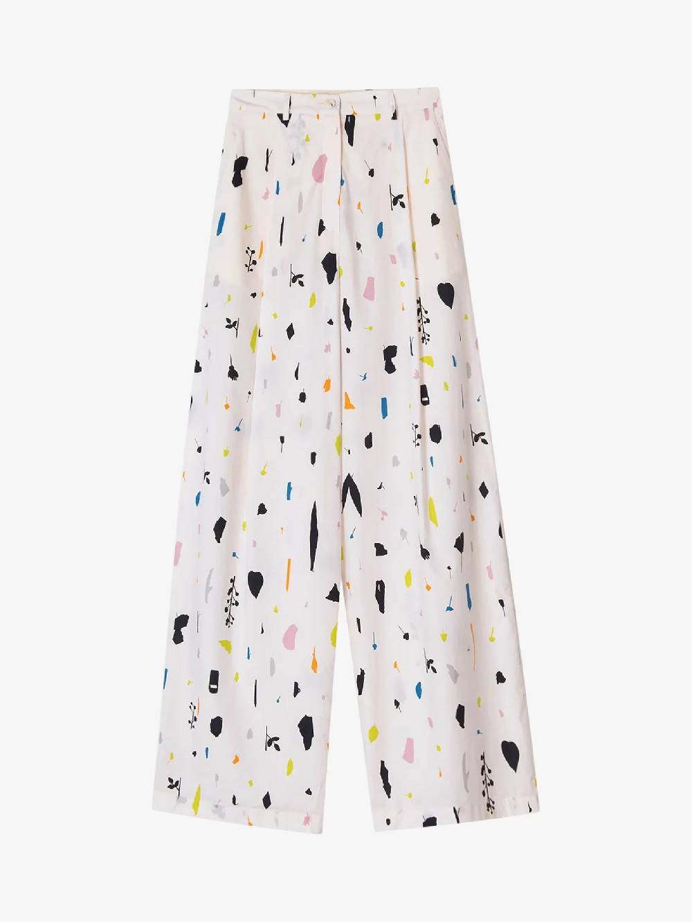 ALYSI Pantalone wide leg stampa paper 104133P4012 donna cotone beige
