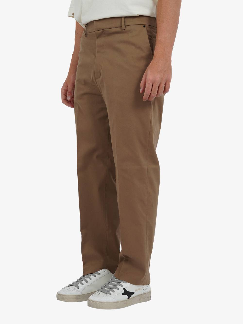 WHITE OVER Pantaloni A Gamba Comoda Deon 00509 Uomo In Cotone Cammello