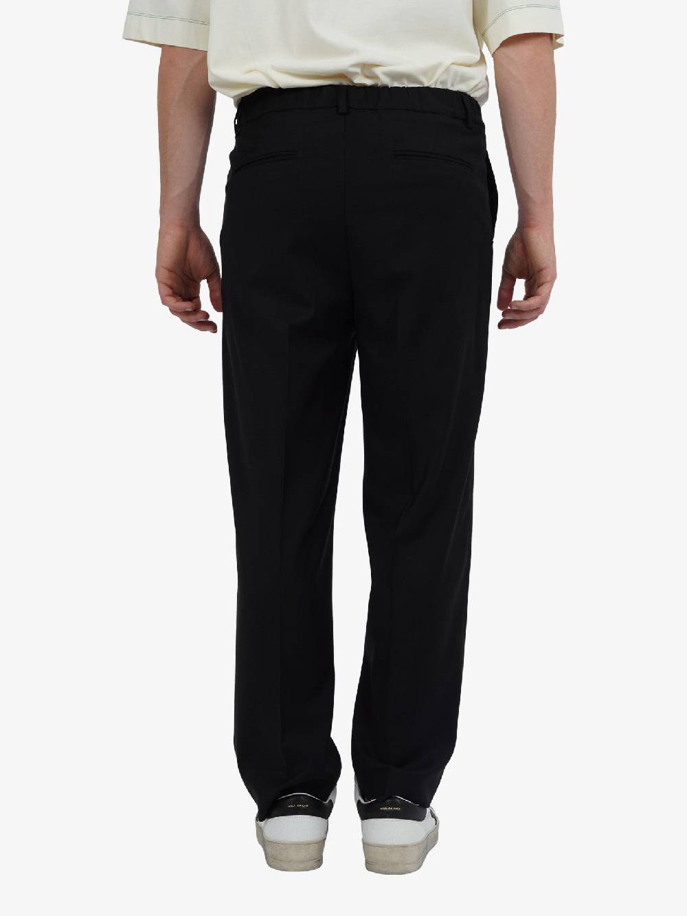 WHITE OVER Pantaloni A Gamba Dritta Maikel 00508 Uomo In Misto Viscosa Nero