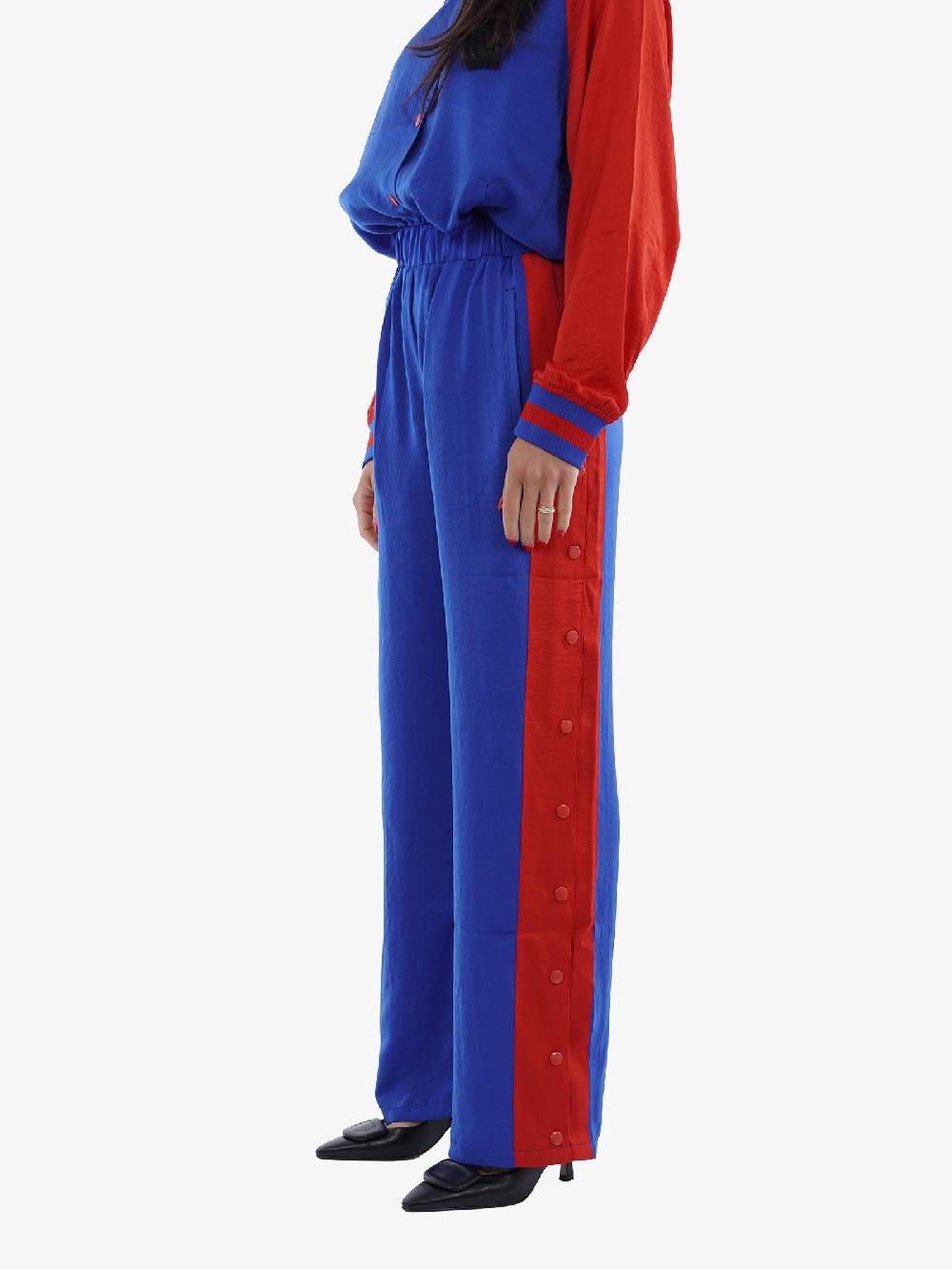 5 PREVIEW Pantaloni In Viscosa Blu Claudette Satin Track Pant