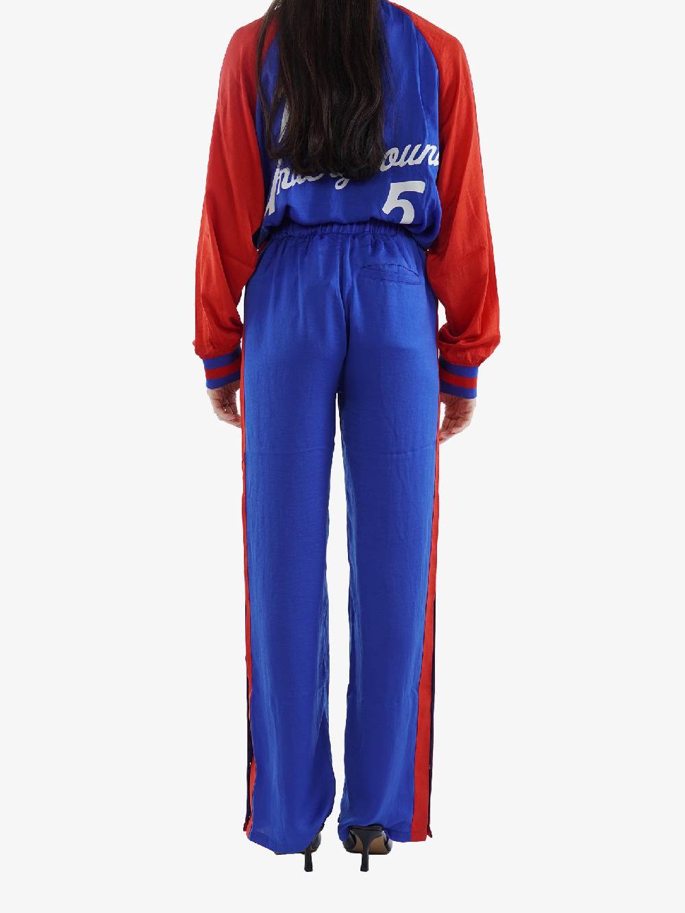 5 PREVIEW Pantaloni In Viscosa Blu Claudette Satin Track Pant