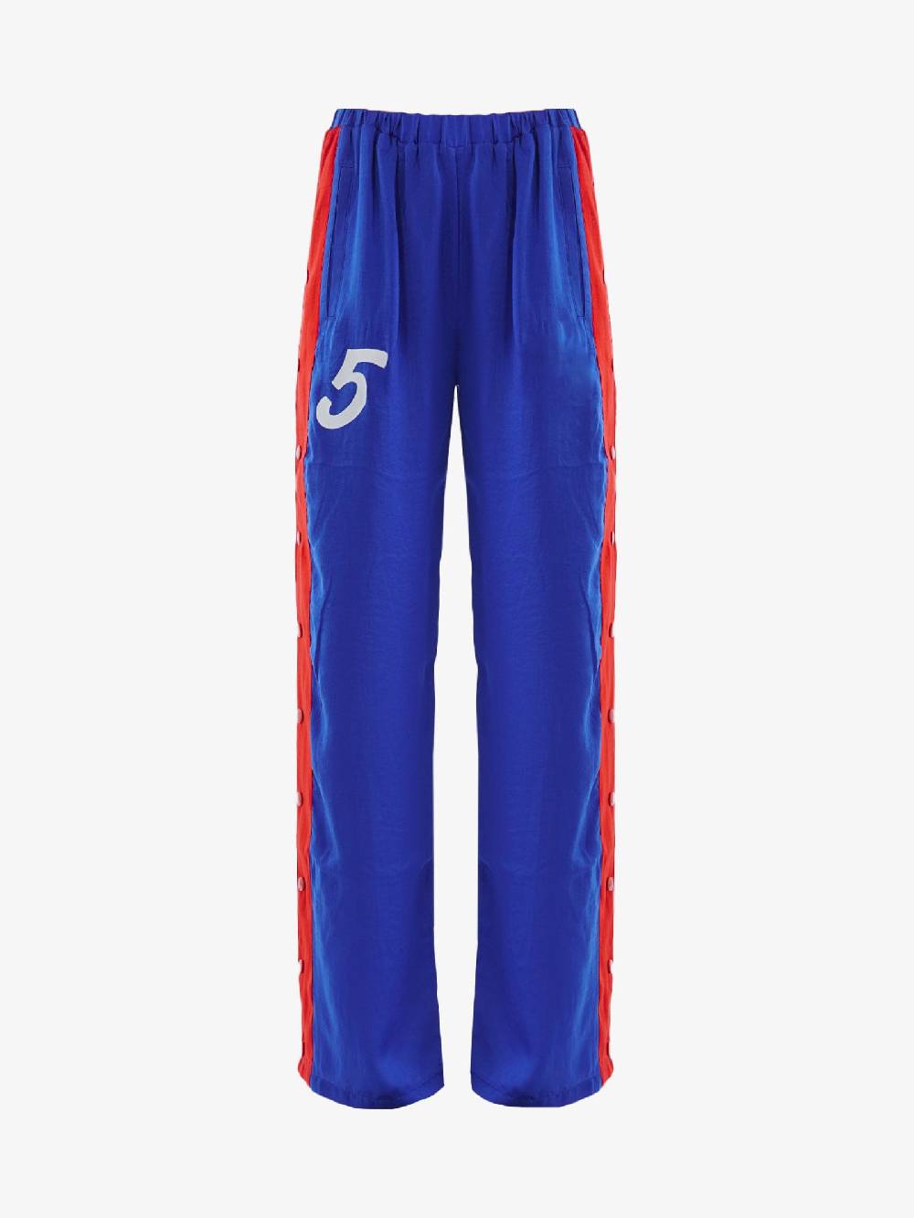 5 PREVIEW Pantaloni in Viscosa Blu Claudette Satin Track Pant