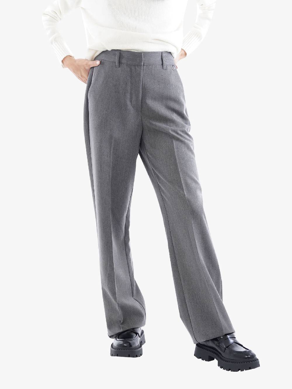 DIXIE Pantaloni Straight Donna Monocolore Grigio Con Piega Stirata