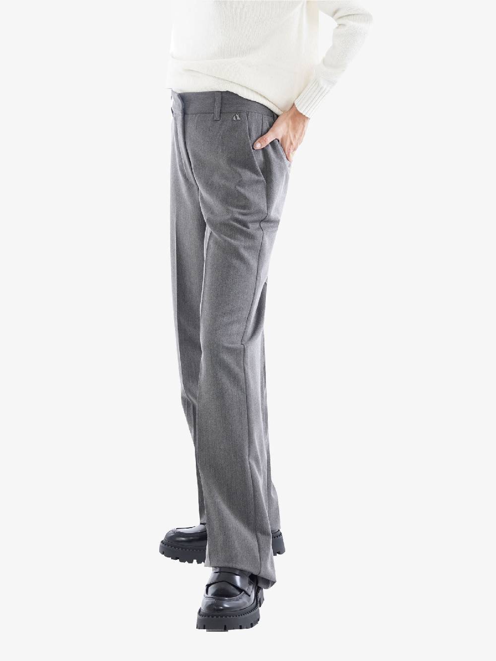 DIXIE Pantaloni Straight Donna Monocolore Grigio Con Piega Stirata