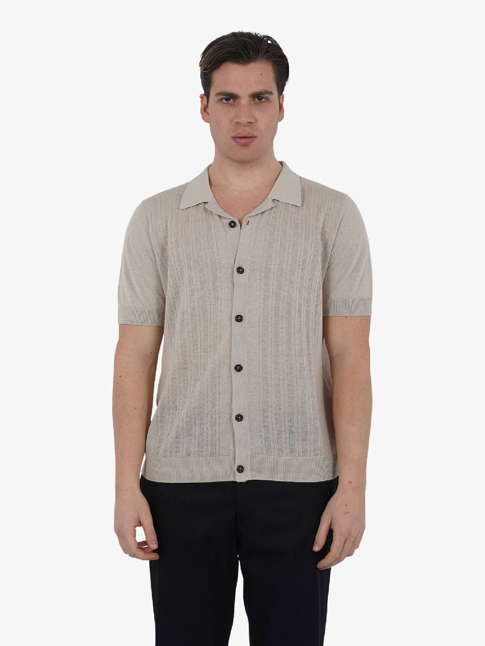 PAOLO PECORA Cardigan A049F400 uomo lino beige