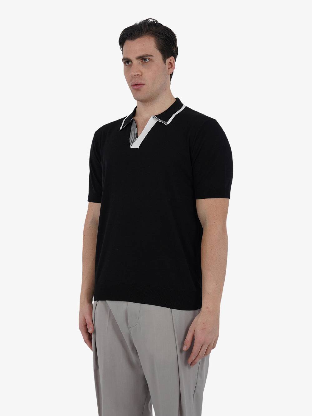 PAOLO PECORA Polo A016F100 Uomo Cotone Nero