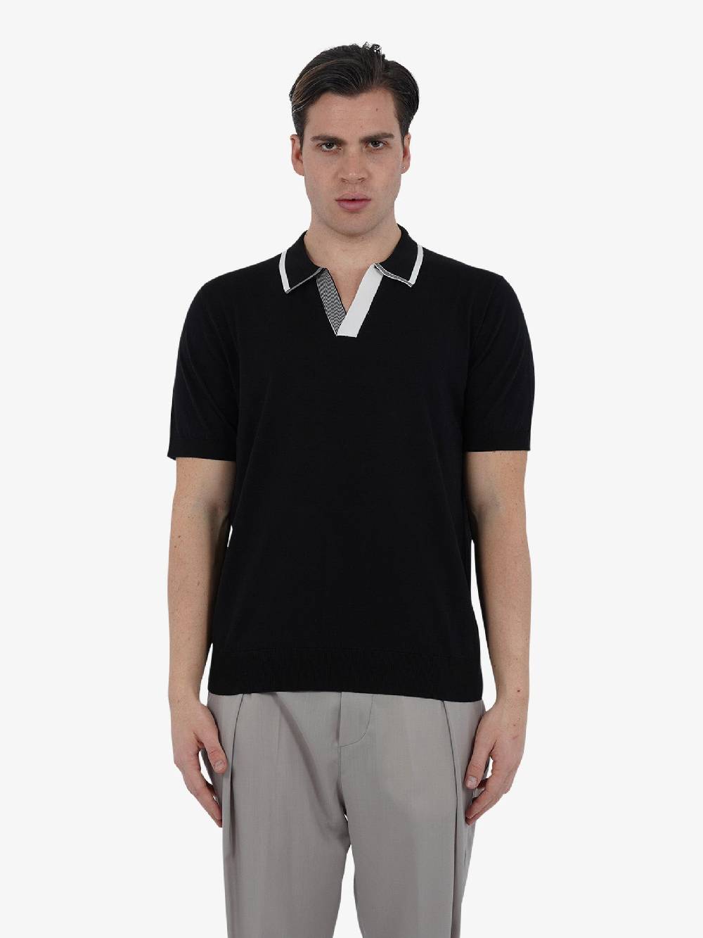 PAOLO PECORA Polo A016F100 uomo cotone nero