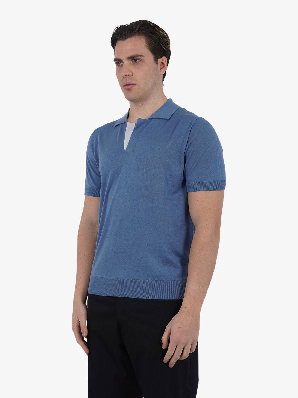 PAOLO PECORA Polo A030F200 Uomo Seta Azzurro