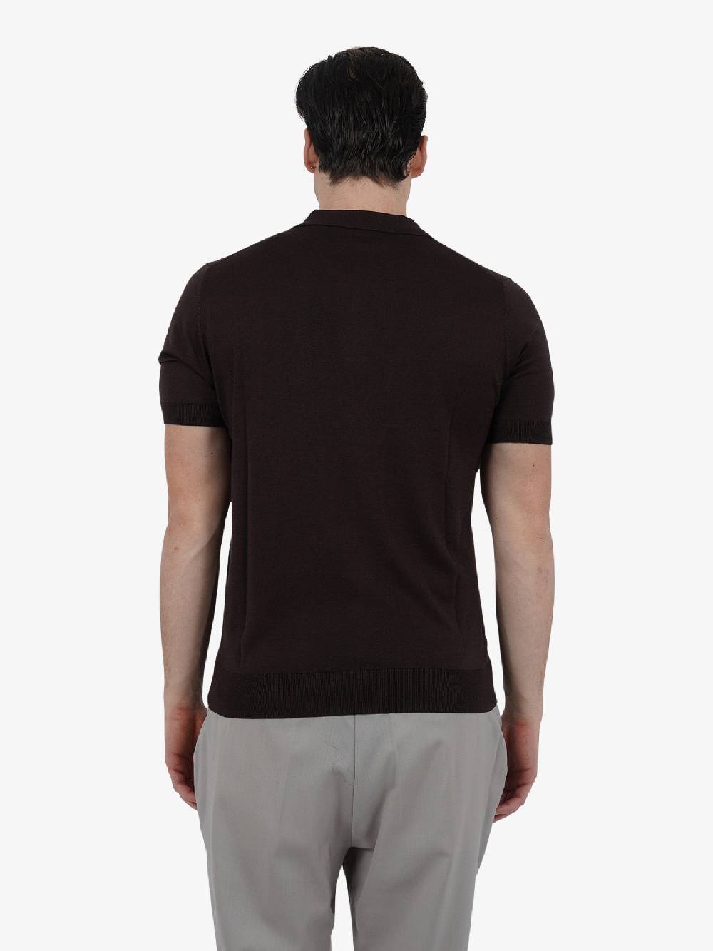 PAOLO PECORA Polo A030F200 Uomo Seta Marrone