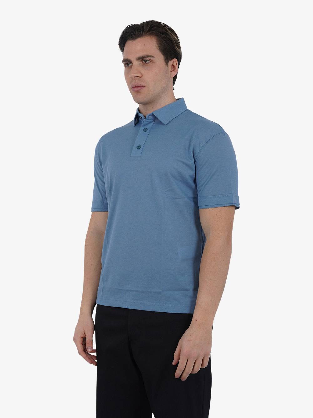 PAOLO PECORA Polo F1414138 Uomo Cotone Azzurro