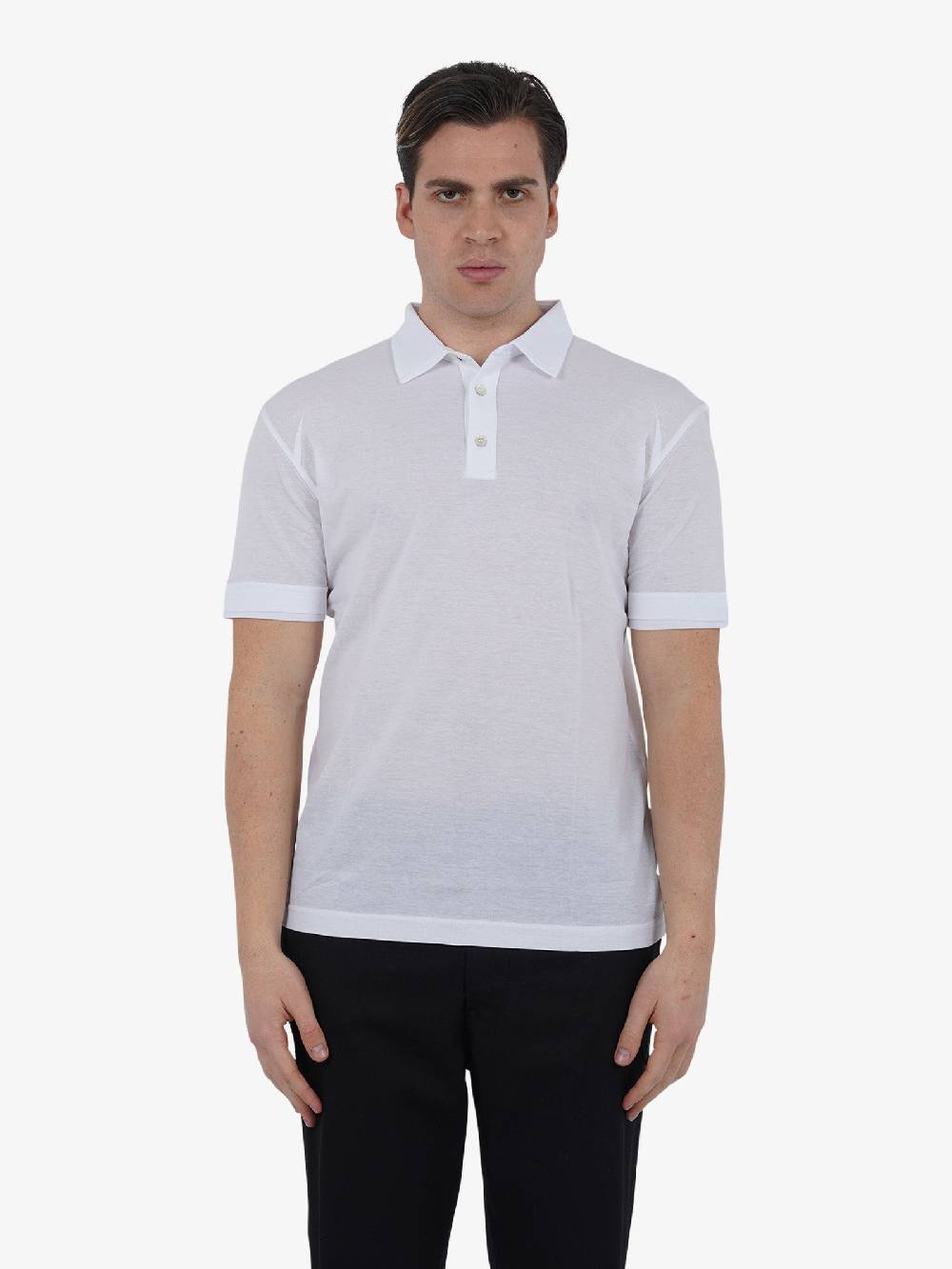 PAOLO PECORA Polo F1414138 uomo cotone bianco