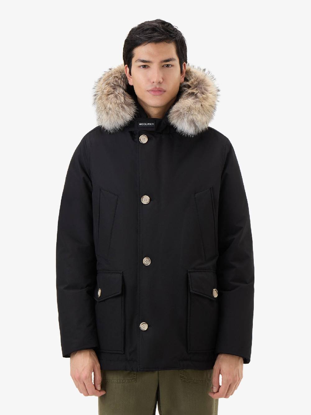 WOOLRICH Parka Arctic Anorak In Ramar Cloth Con Pelliccia Removibile Uomo Nero