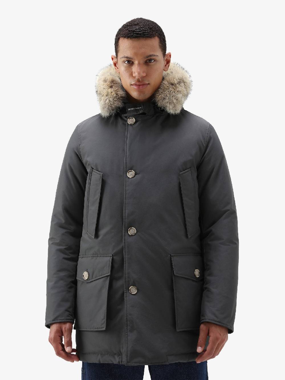 WOOLRICH Parka Arctic In Ramar Cloth Con Pelliccia Removibile Uomo Nero