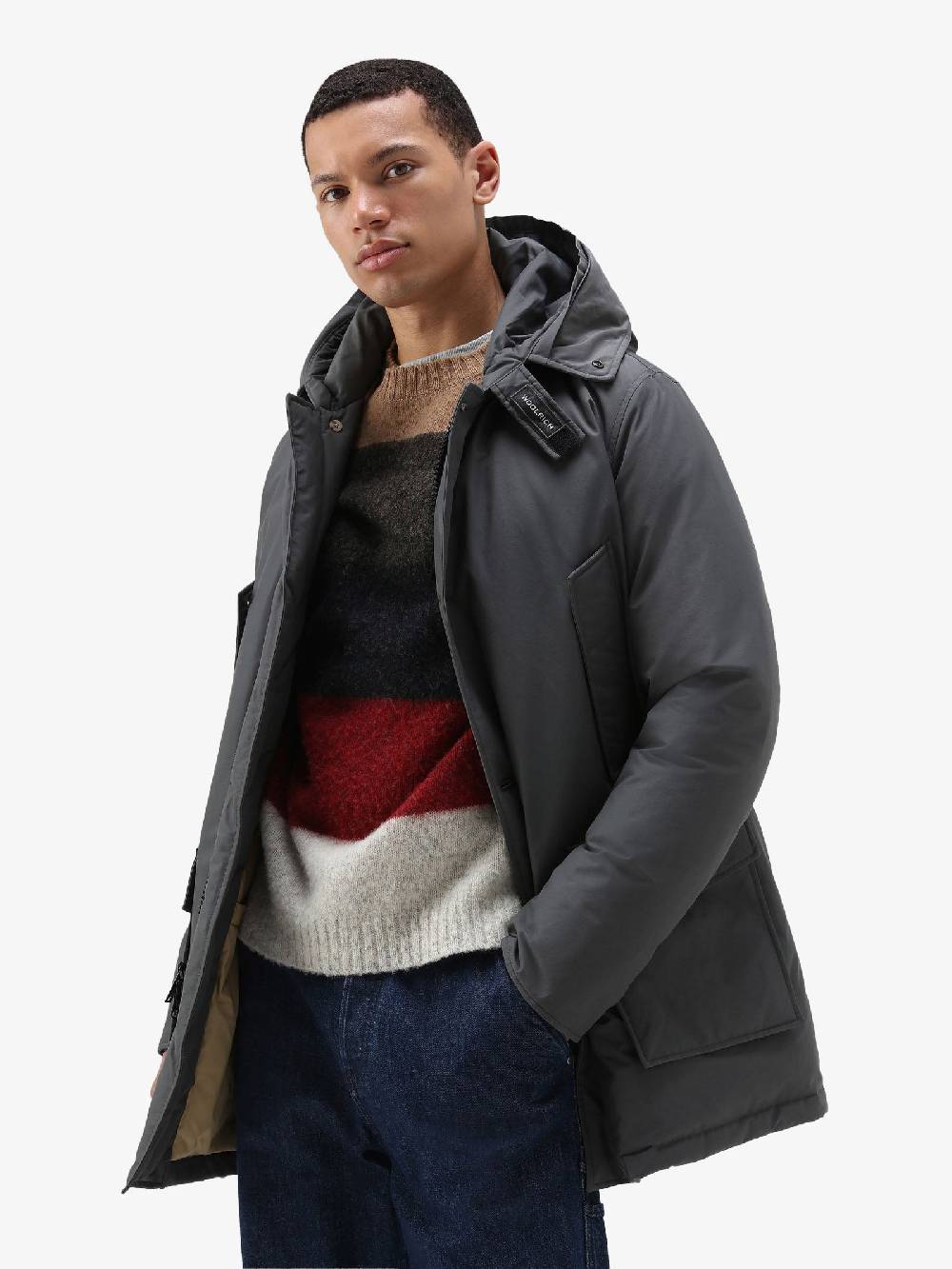 WOOLRICH Parka Arctic In Ramar Cloth Con Pelliccia Removibile Uomo Nero